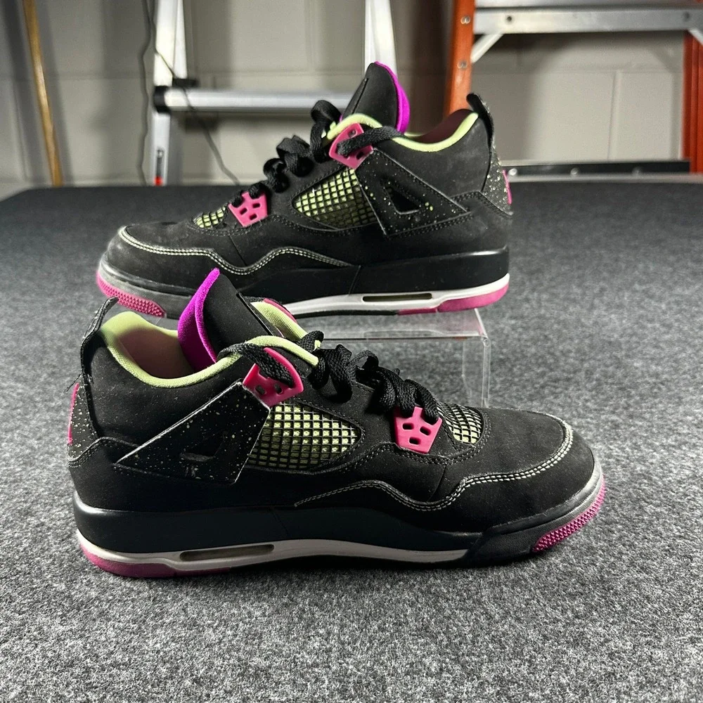 Jordan 4 Retro GG Lemon Lime Black Pink Kids Shoes‎ 705344-027 Size 7Y